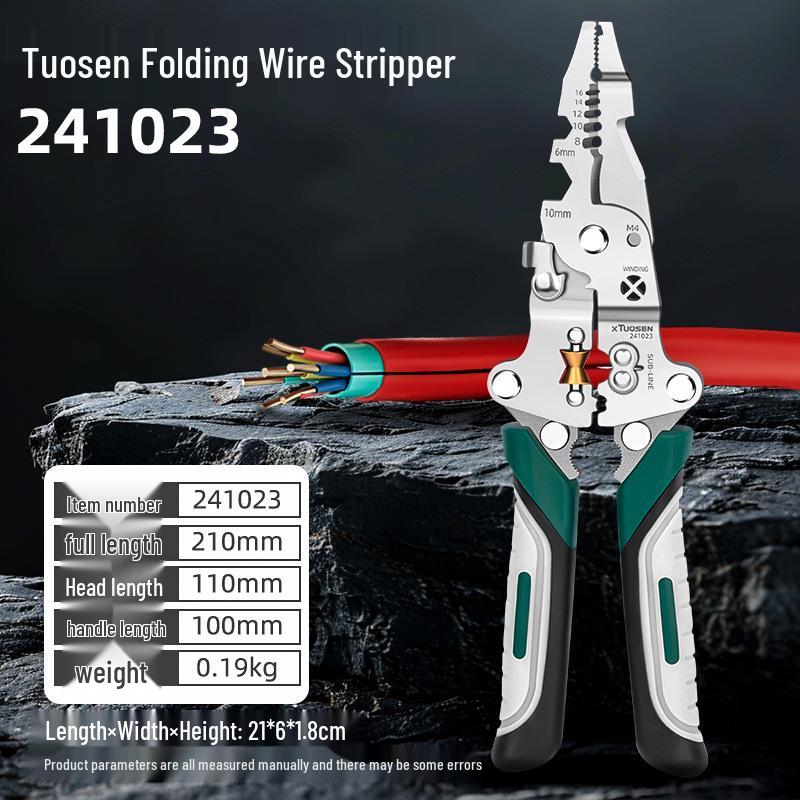 

Tuosen Многофункциональные электрические плоскогубцы для зачистки и обжима проводов