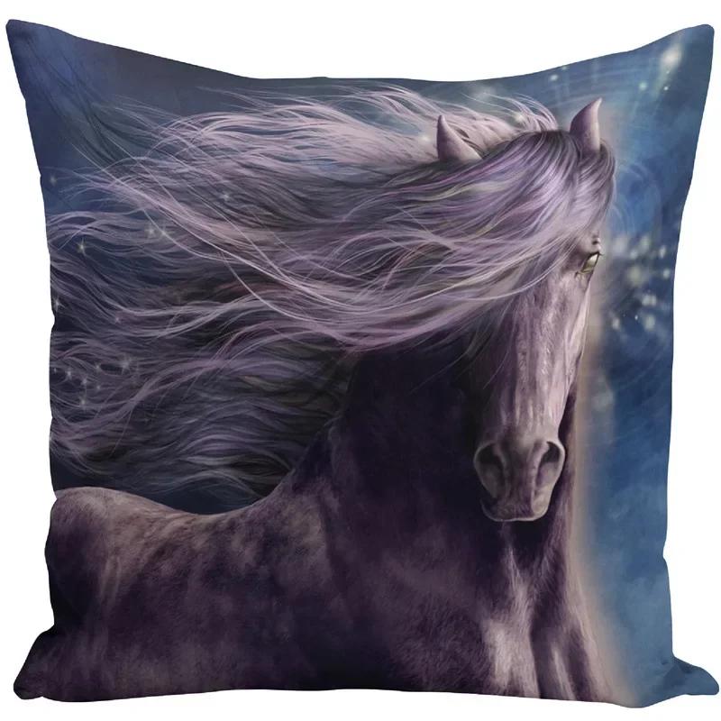 Față de pernă 45x45 Seturi de huse de perne cu imprimeu animal de război, cal alb, pentru scaun, canapea, decor decorativ pentru casă, fermă