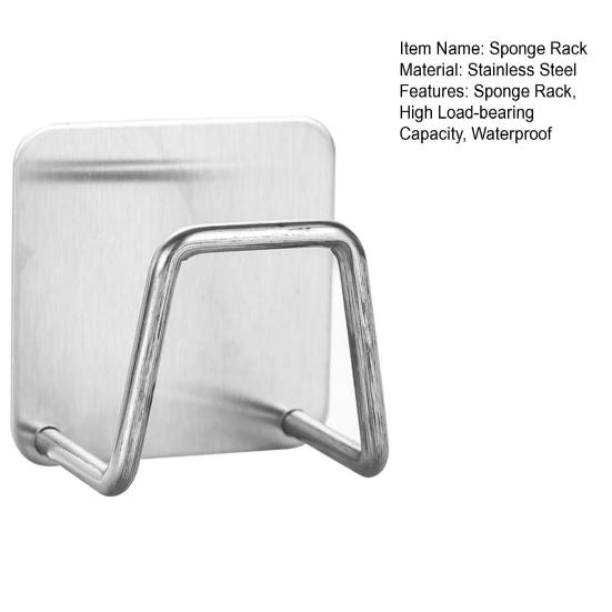 Sponge Rack Rustproof Stainless Steel Sponge Holder with Strong Adhesive No Punch Quick Drain Organizer for Kitchen Sink