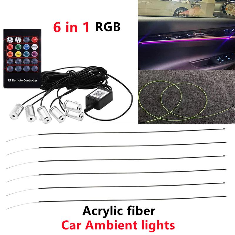 Acrylic Optic Fiber Lights RGB Ambient Light Sound Control With 12V Cigarette Lighter Auto Interior Decorative Atmosphere