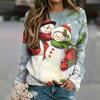 Women's Casual Neck Long Sleeve Raglan Christmas Print Pullover Sweatshirt