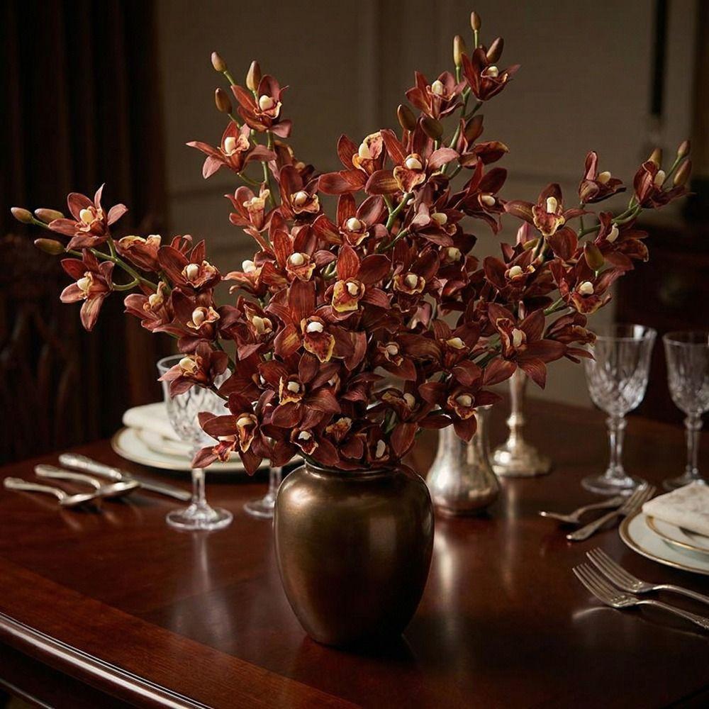 Real Touch Simulation Cymbidiums Handmade Fake Flowers  Home Decoration