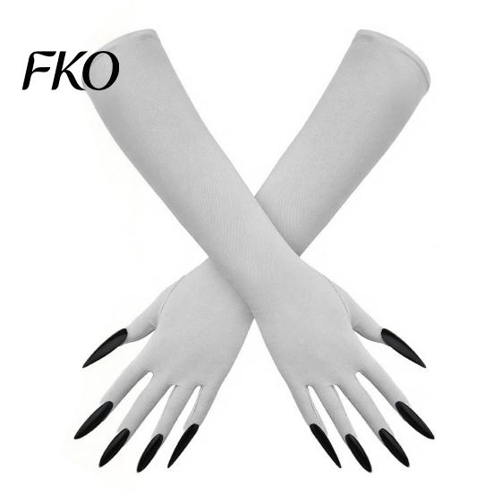 Scary Cosplay Handwear 1 Pair Halloween Ghost Claw Gloves, Long Fingernail Witch Costume Horror Character Hand Accessory, Dark Party Performance Prop