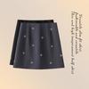 Spring 2026 Sweet Embroidered A-Line High Waist Gray Skirt for Women – Versatile, Slimming, Temperament Style