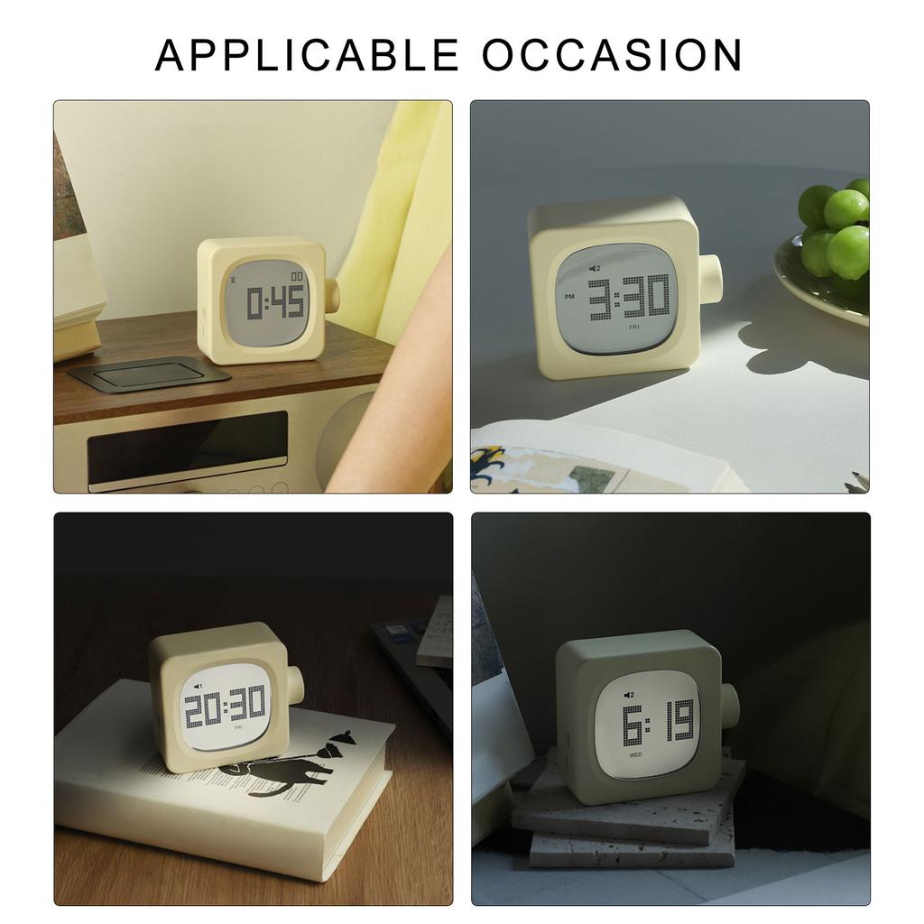 Stylish Cubic Alarm Clock with Backlight for Students Minimalists 2 Alarms LED Desk Clock Rechargeable Night Light Timer