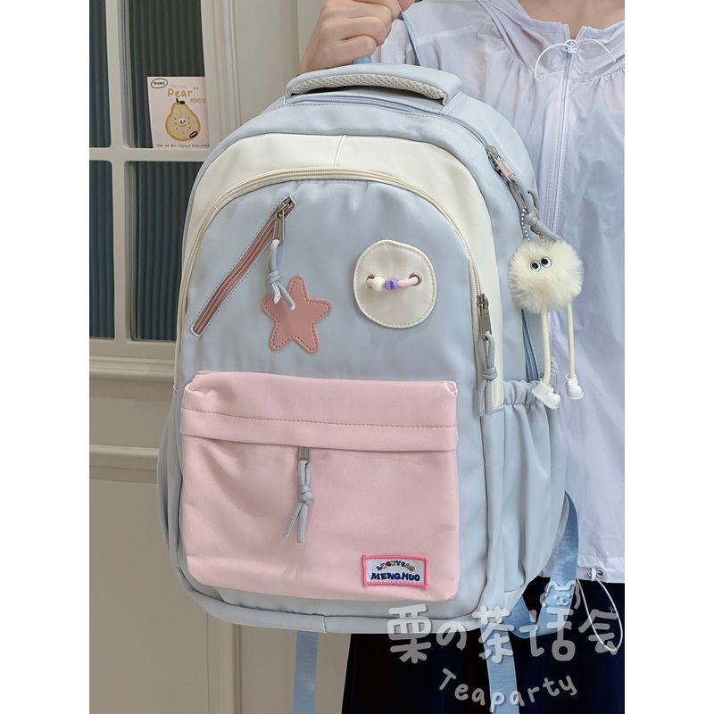 

K-стиль Инс Рюкзак для девочек-подростков, учениц средней школы и старшеклассниц, большой вместимости, с уменьшением нагрузки, школьный рюкзак, женский повседневный рюкзак, красивый рюкзак Blue spell powder to send long legs ball