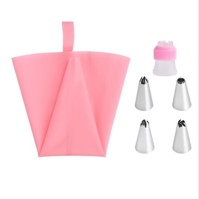 6Pcs/Set Silicone Pastry Bag Tips Kitchen Cake Icing Piping Cream Cake Decorating Tools Reusable Pastry Bags+4 Nozzle Set