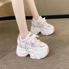 Fashion 11CM Women Autumn Leather Chunky Sneakers Winter High Platform Warm Fur Casual Shoes Wedge Heels Sports Plush Snow Shoes Woman