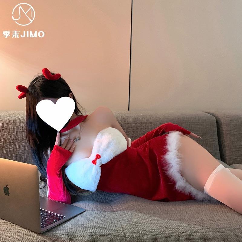 Sex underwear new Christmas clothing bunny uniform temptation tube top irregular red new robe women
