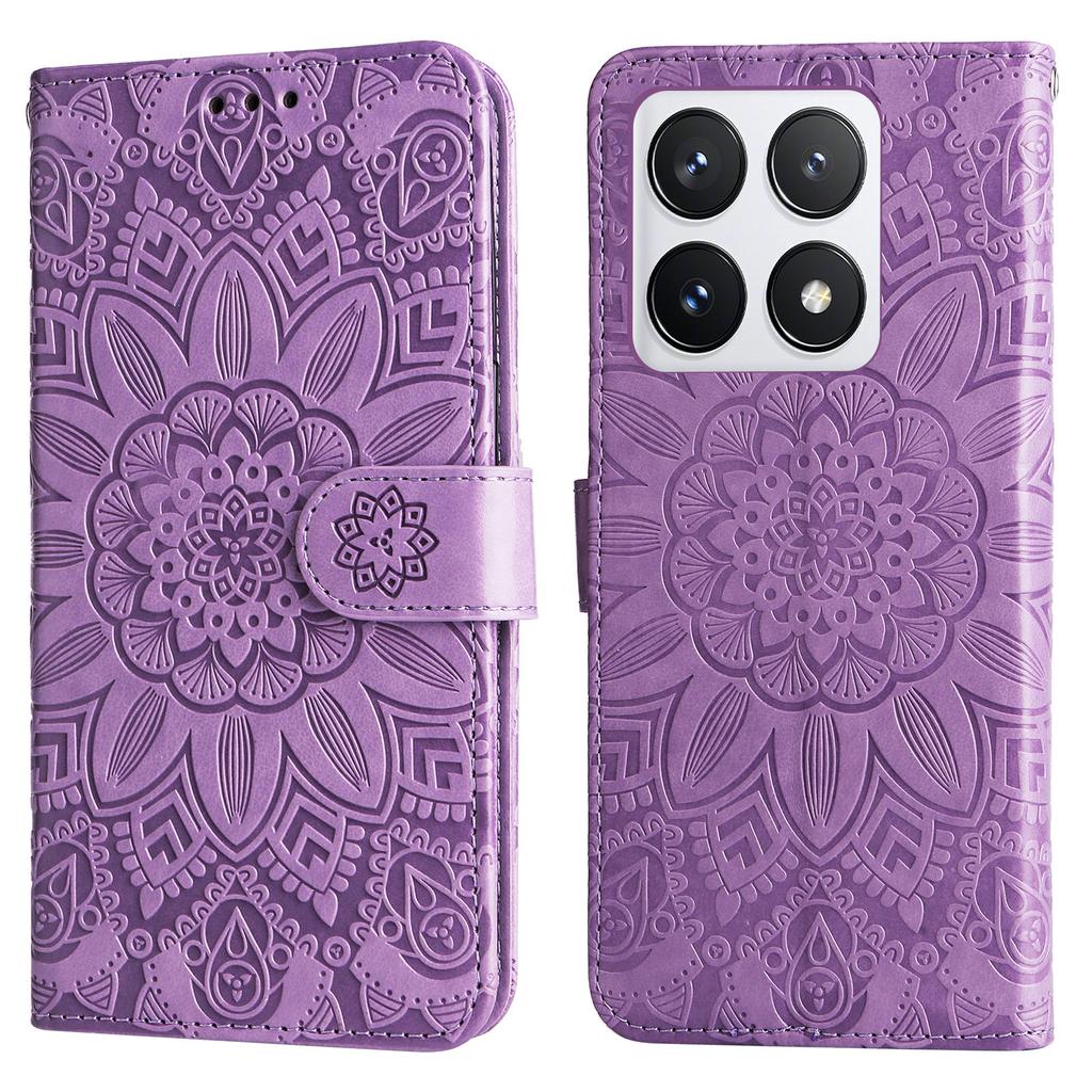 Etui dla Xiaomi 14T Pro Skórzane Etui Portfel z Nadrukiem Słonecznika