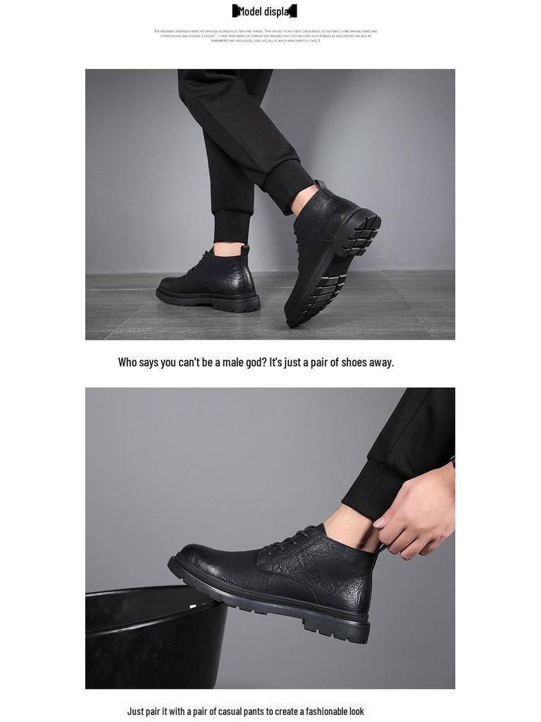 Ghete Martin de Bărbați Stil Britanic din Piele Mid-Cut - Piele Suede Naturală Mată pentru Toamnă/Iarnă