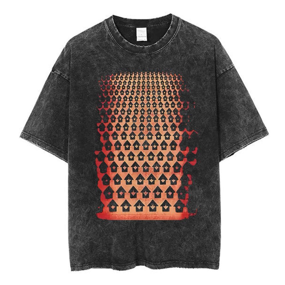 Rock Band Radiohead New Suburbian Music Vintage Washed T Shirt Men Women Gothic Retro Tees Casual Oversized T-shirts Streetwear