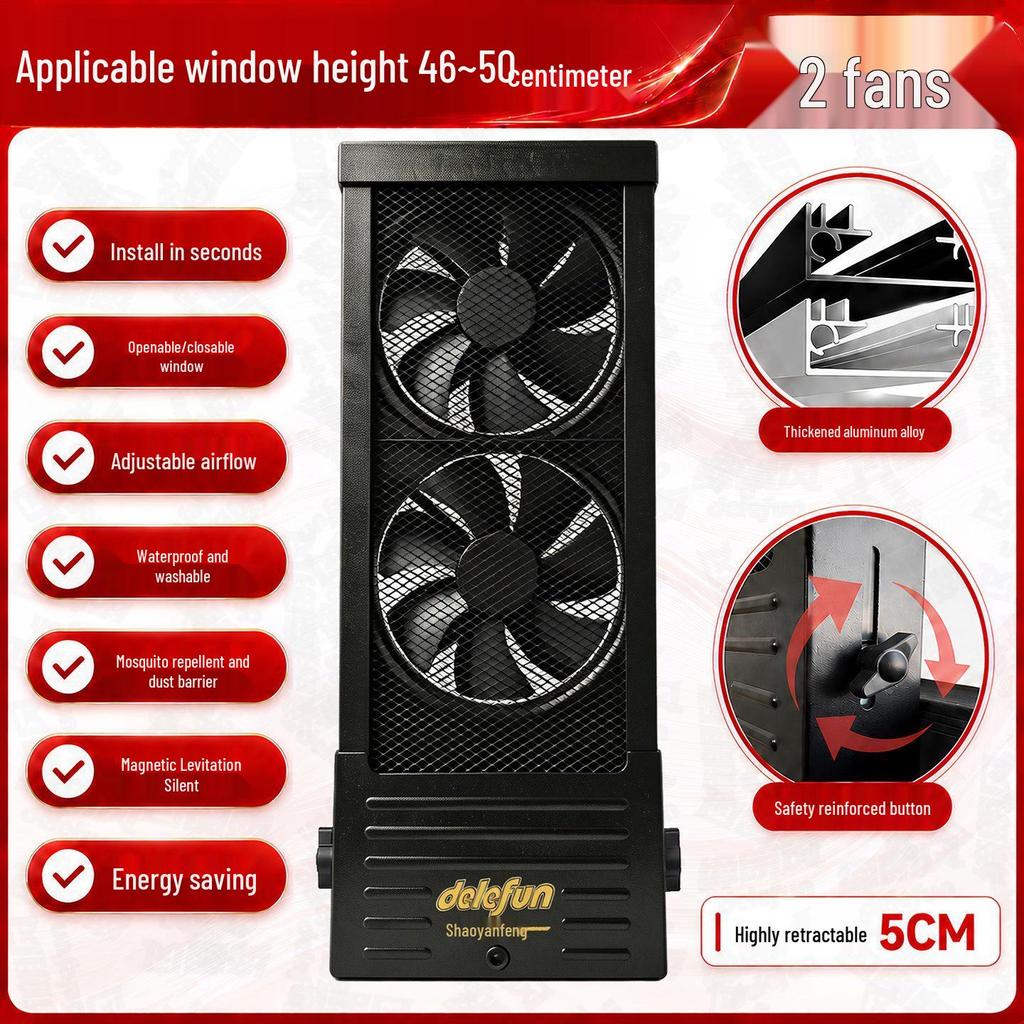Delefun Silent Window Exhaust Fan, Rainproof & Moisture-Proof, Bedroom Use, 110-220V