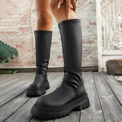 Bottes à semelles épaisses mais bottes hauteur genou pour enfants automne et hiver 2025 nouvelles bottes de mode bottes plissées empilées bottes pour femmes haute élasticité