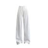 Women's High-Waisted White Wide-Leg Jeans, Plus Size, Versatile Spring/Autumn Floor-Length Pants