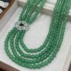 Natural Dongling Jade 8M Multi-Layer Necklace Niche Design High-End Round Bead Sweater Chain Fashion Light Luxury Women