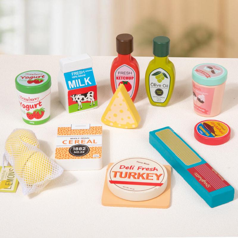 Simulation Wooden Milk Pasta Cheese Flavored Ice Cream Children Set Toys
