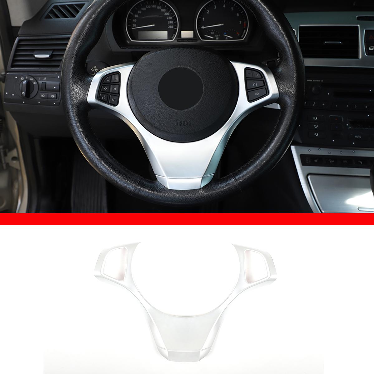 

Для BMW X3 E83 2006-2009 ABS углеродное волокно Цвет стайлинга автомобилей рулевое колесо накладка наклейка украшение интерьера серебряный