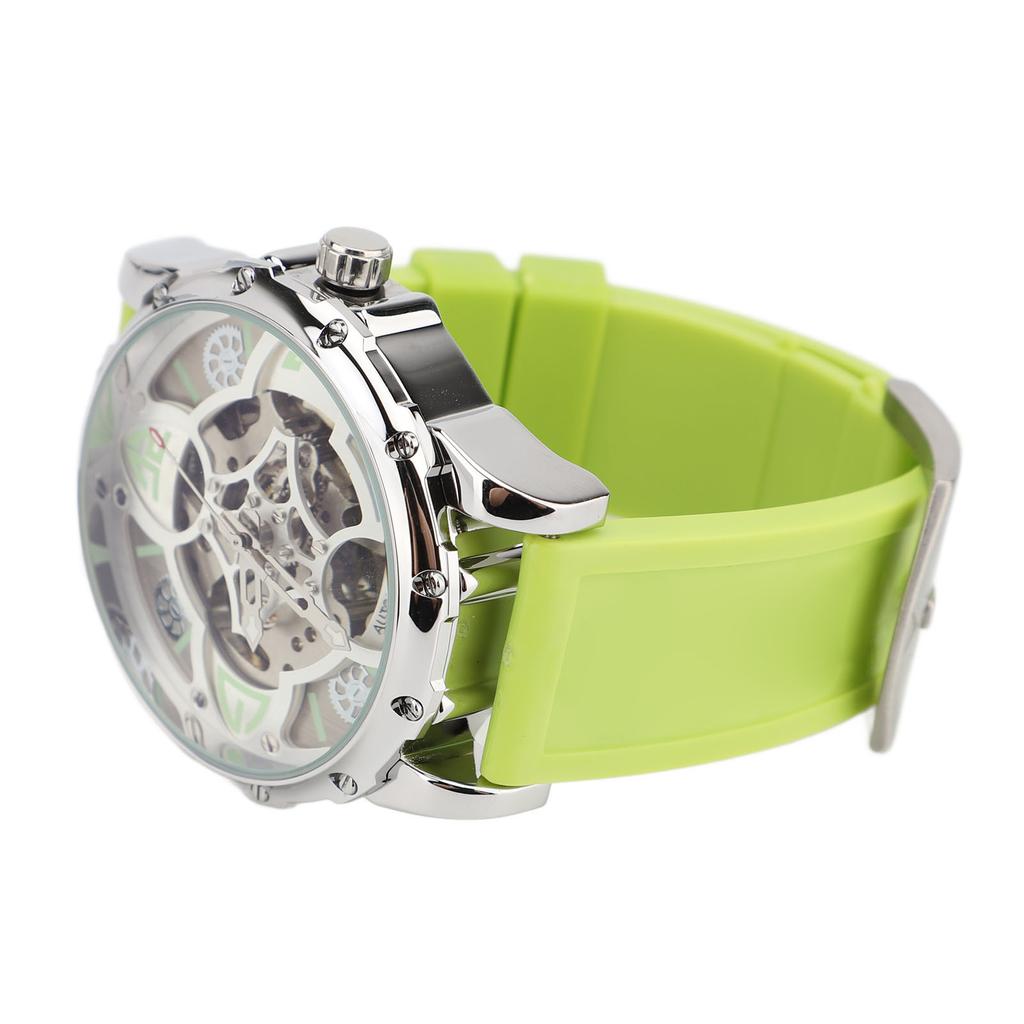 Automatic Mechanical Watch Four Leaf Clover Pattern Double Skeleton Dial 30M Water Resistance