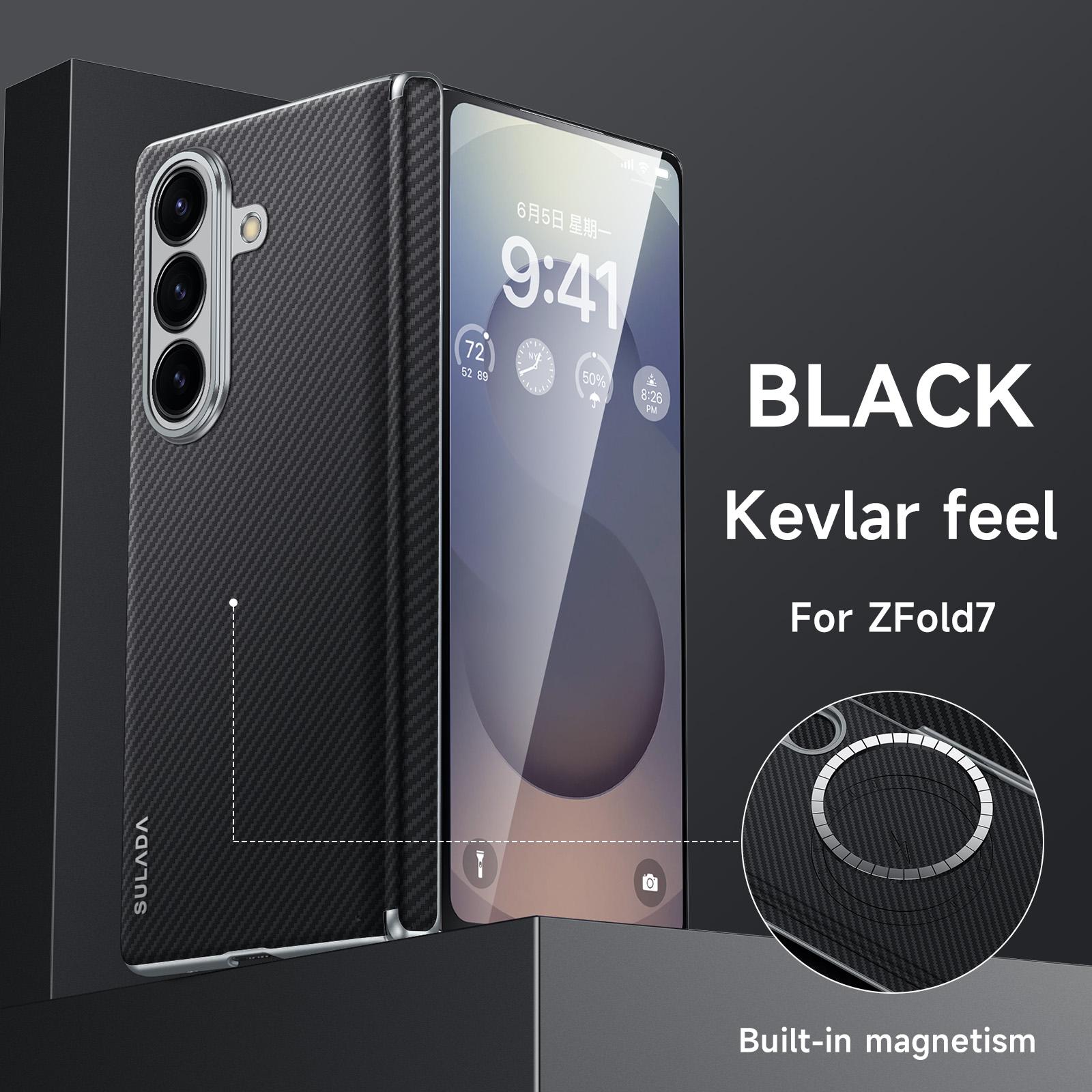 

Роскошный высококачественный чехол для телефона из углеродного волокна с магнитной беспроводной зарядкой для Samsung Galaxy Z Fold 7 6 5, ударопрочная защитная крышка Galaxy Z Fold7 чёрный