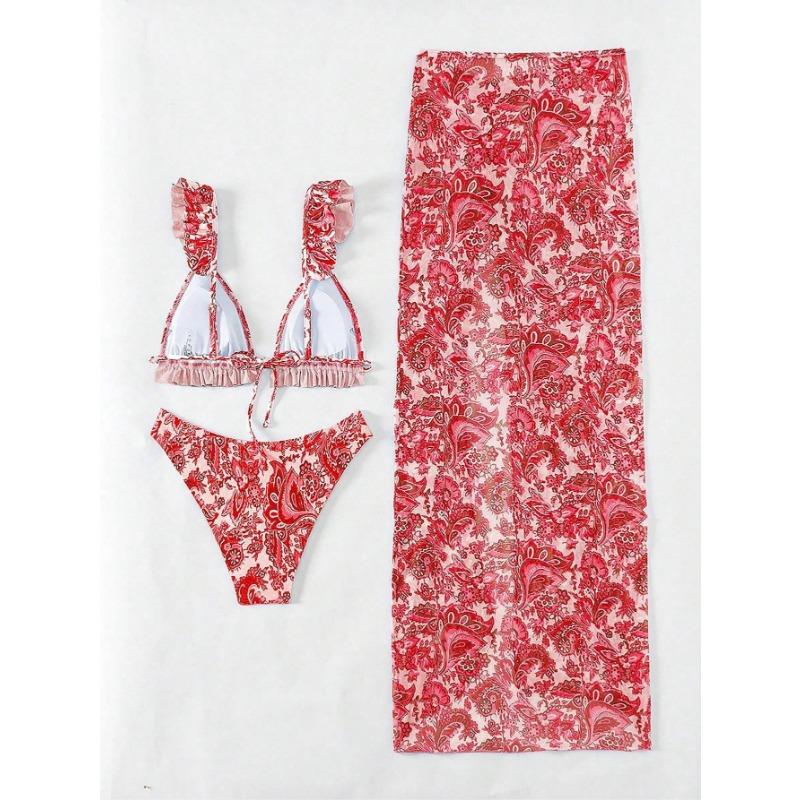 Women S Three Piece Printed Bikini Set Sexy European American Style