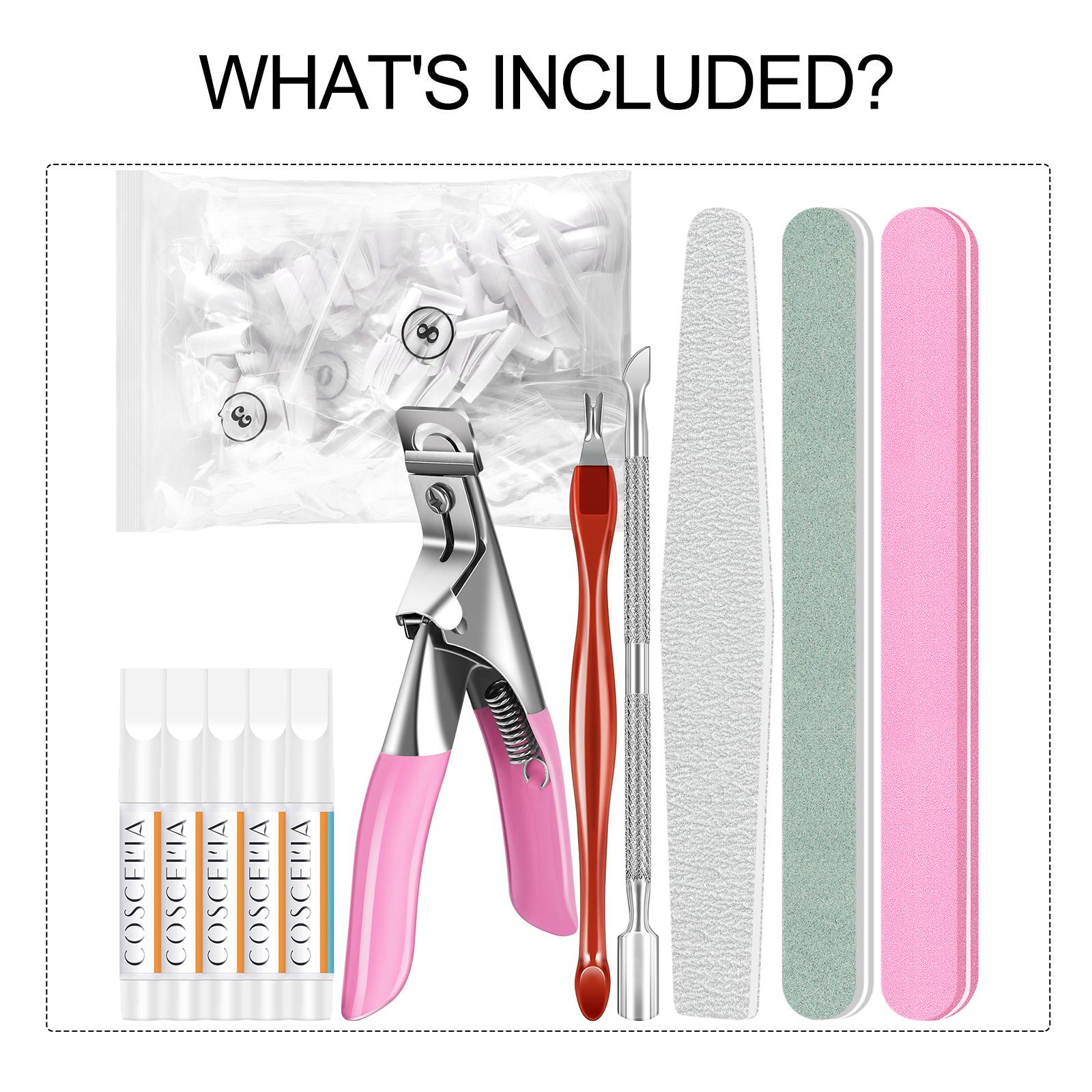 

COSCELIA клей для ногтей Stong адгезия и 500 шт. Наконечники для акриловых ногтей Толкатель кутикулы Маникюр Художественные инструменты для наращивания накладных кончиков ногтей