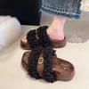 Korean version of thick-soled fluffy slippers for women to wear 2025 autumn and winter new Korean version of comfortable slippers one-word cotton tow
