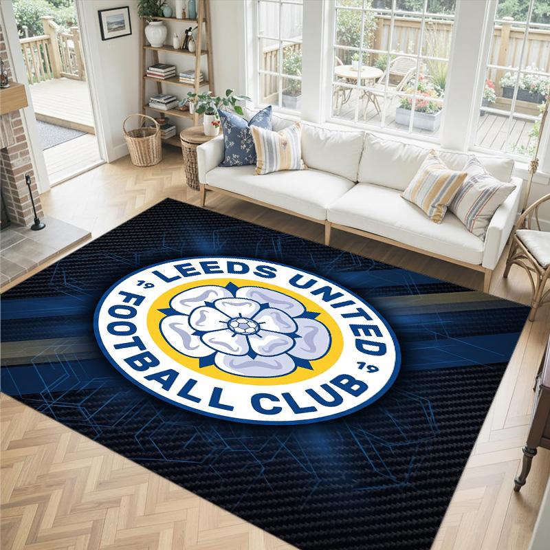 Leeds United Design Kristall Samt Teppich Gemütlich Nicht?Rutschfester Teppich mit Aufdruck für Schlafzimmer Wohnzimmer Eingang