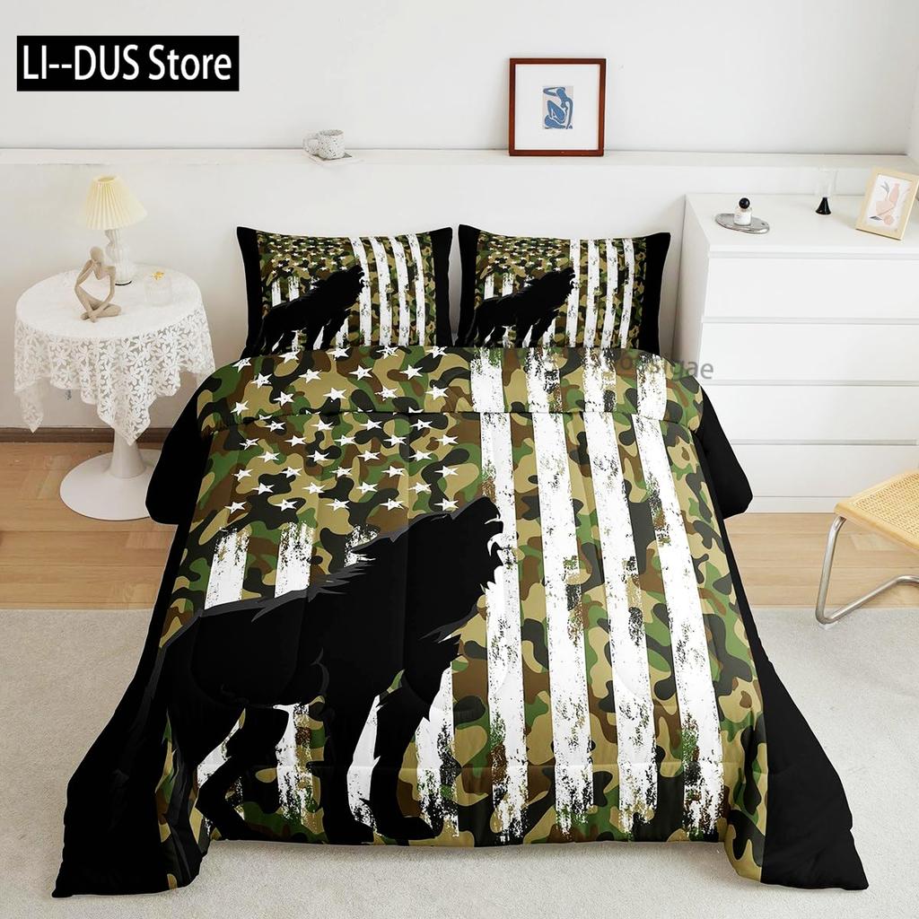Wolf-Print Bettwäsche-Set Einzelbettgröße für Kinder Jungen Schlafzimmer Nebelbett Bettbezug-Set Deckenbezug Wildtiere Dekor 3 Teile