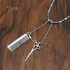 Diahy Unisex Hair Dryer Scissors Comb Pendant Chain Necklace Barber Kit Hairdresser Gift Acc