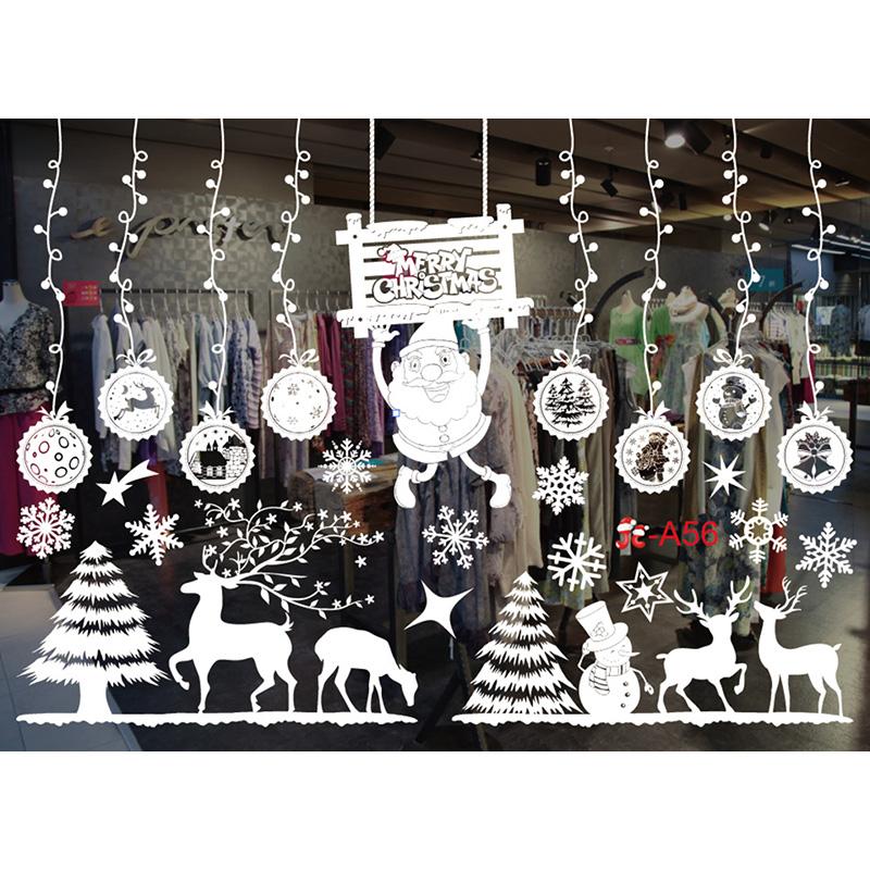 Christmas Static Window Clings Snowflakes Reindeer Santa Claus Stickers Xmas Home Decorations For Glass