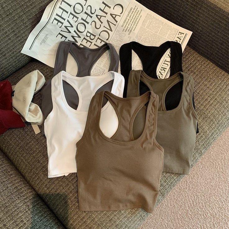 2024 Sportliches scharfes Sommer-Trägertop rückenfrei mit Brustpolstern - figurbetont, pure Lust