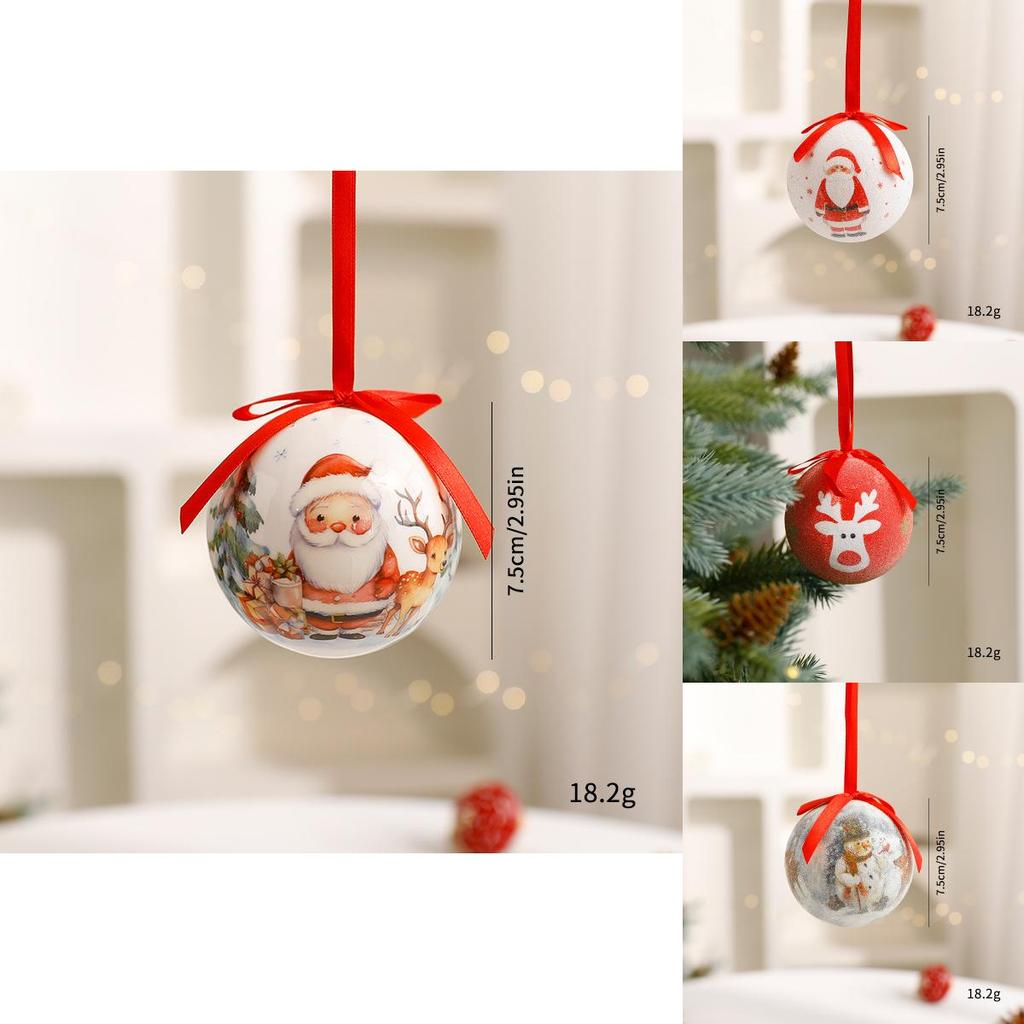 Christmas Theme Pattern Foam Ball Pendant Family Festival Decoration Props For Holiday Tree Decor And Festive Display