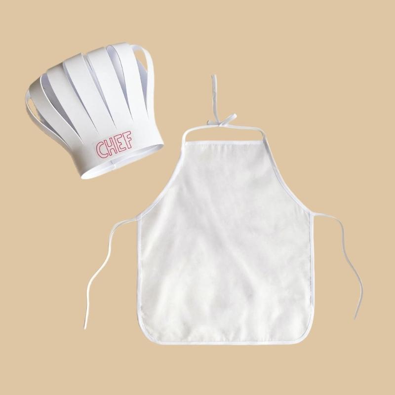 Newborn Cooking Costume White Chefs Hat And Apron For Baby Photoshoots Soft Infant Photography Props Holiday Gift