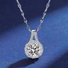 S925 Sterlingsilber Moissanit 1 Karat Halskette für Damen, Schlüsselbein Kette, Geometrischer Kreis Anhänger mit GRA Zertifikat