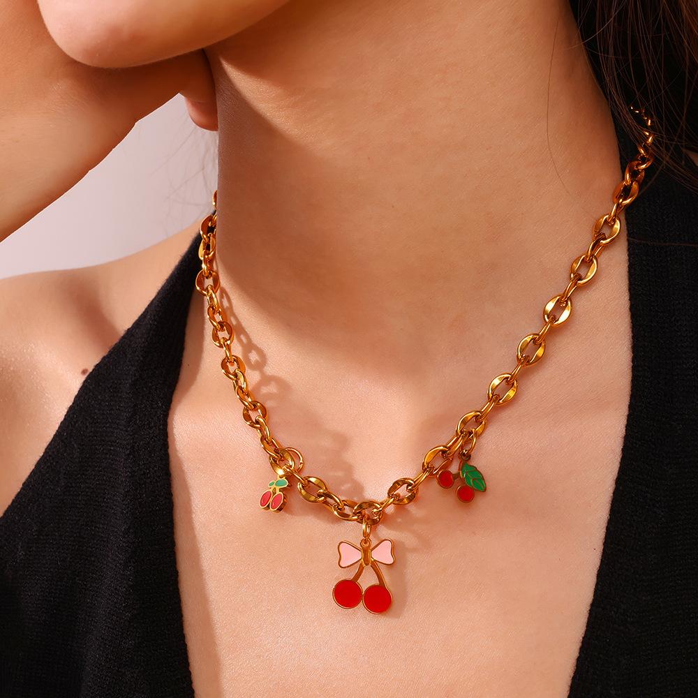 Fresh And Sweet Pendant Red Dripping Fruit Cherry Diy Jewelry Pendant Accessories