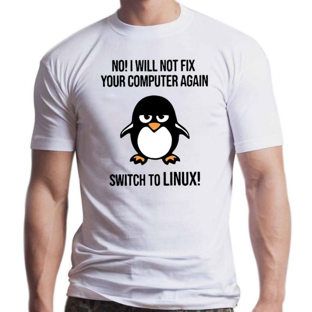 Zabawne Koszulki Swith To Linux Wściekły Pingwin Tux Męskie Nowość z Krótkim Rękawem Programista Deweloper Komputerowy Geek Nerd T-shirty