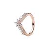 Wishbone Ring With Diamonds Women Ring Rose-Gold Silver 187736CZ-50