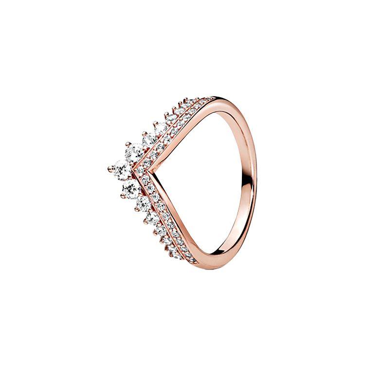 Pandora Wishbone Ring With Diamonds Women ring Rose-Gold Silver 187736CZ-50 Box,50