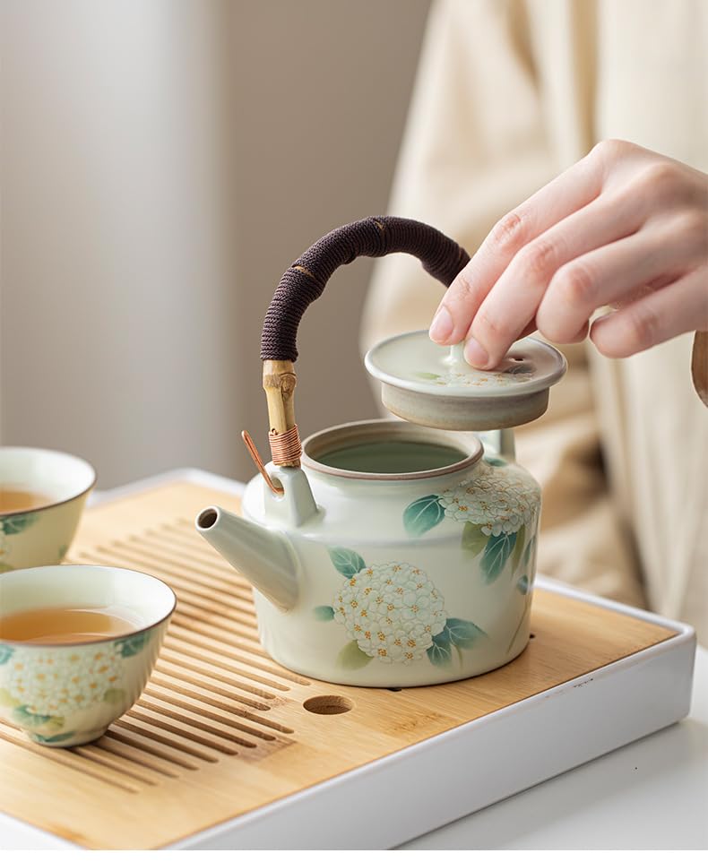 Large Capacity Yellow Ru Kiln Xuien Flower Tea Pot Household Kung Fu Tea Set Open Slice Ceramic Pot Single Pot