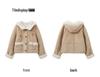 Yuxiang 2025 Winter Women’s Hooded Coat - Leather & Fur Fusion, Cat-Inspired Design