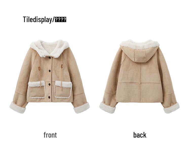 Yuxiang 2025 Winter Women’s Hooded Coat - Leather & Fur Fusion, Cat-Inspired Design