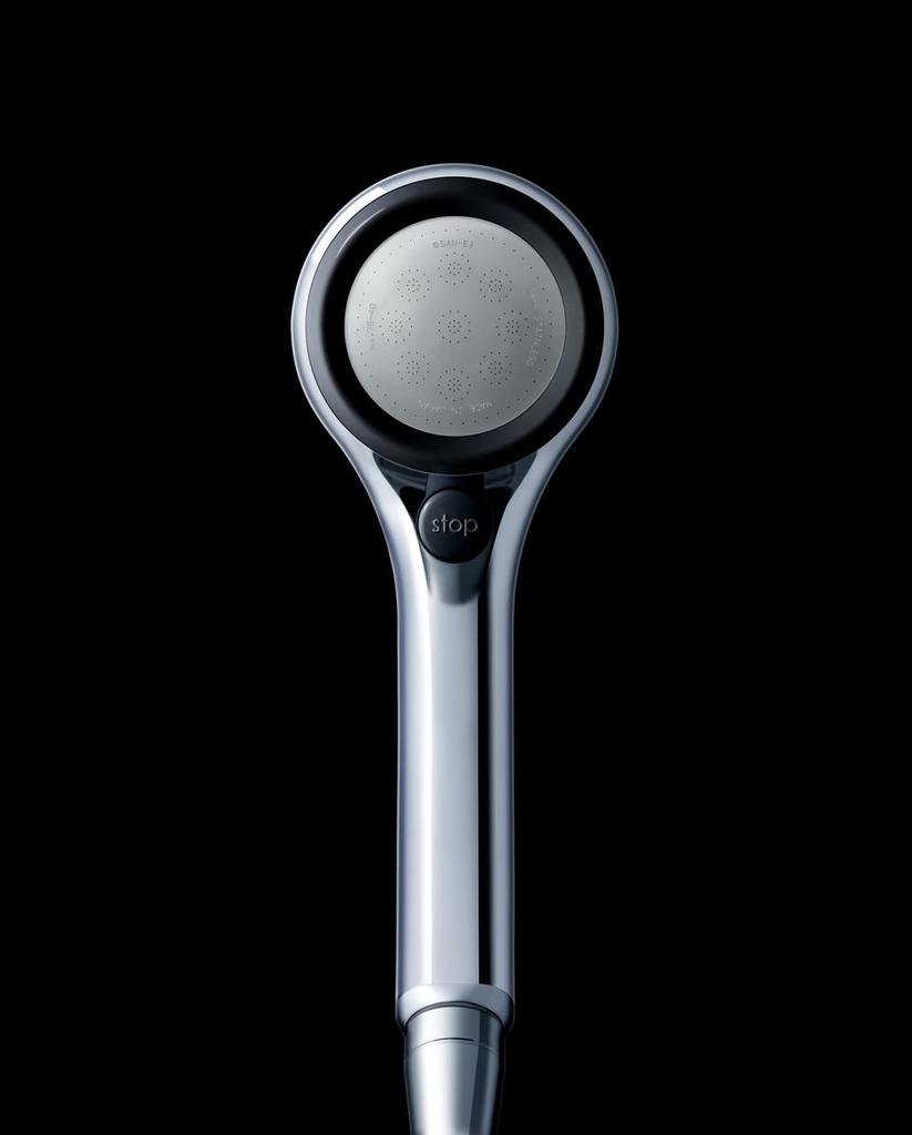 SANEI Rainy Metallic Black Shower Head (PS-303-81XA-CD) with Stop Function, Saves Approximately 50% of Water