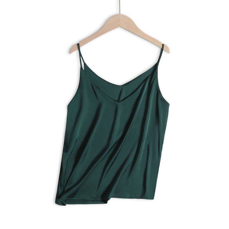 Silk Camisole for Women, V-Neck Spring/Summer Top, Trendy Base Layer, Stylish Acetate Outerwear Tank Top