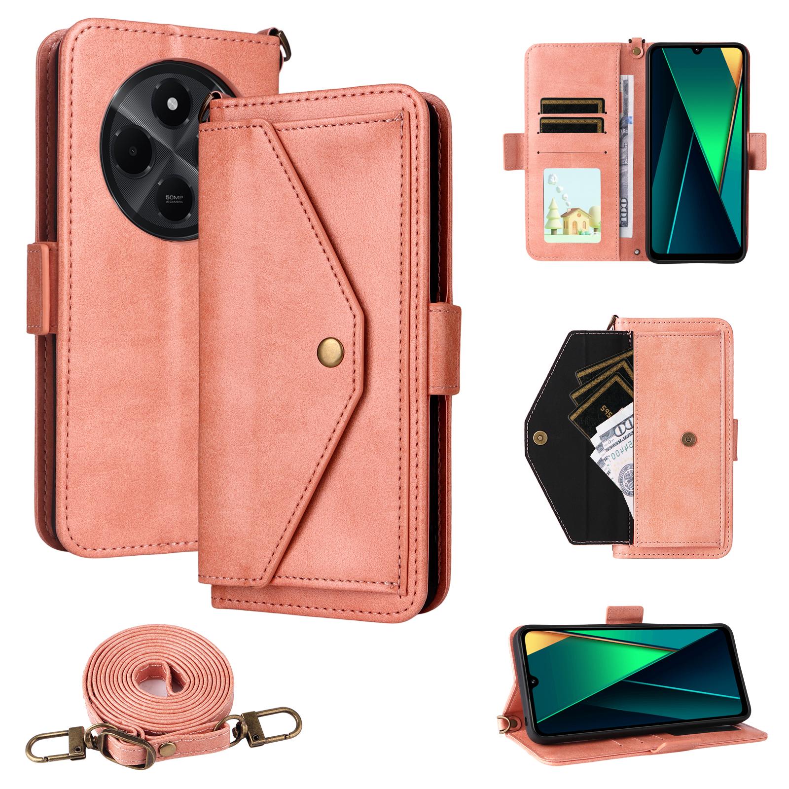 

Шкіряний чохол для Xiaomi Redmi A4 5G/14C 4G/14R 5G/Poco C75 4G з магнітною застібкою, гаманець-підставка, чохол для телефону з ремінцем через плече C