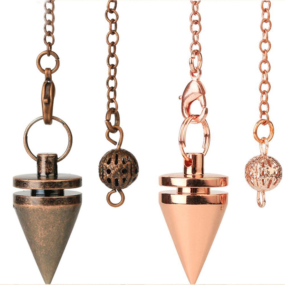 Gift Chain Gold Silver Antique Copper Dowsing Amulet Healing Reiki Pendulum Pendant Metal Cone Pendule Reiki
