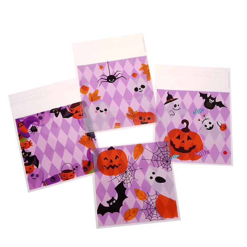 100Pcs 4-In-1 Halloween Candy Packaging Bag Ghost Festival Party Gift Self Sealing Bag Trick Or Treat Snack Food Pouch