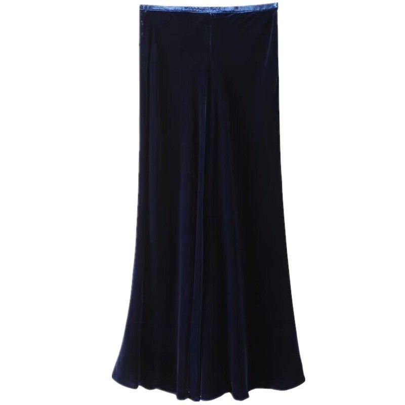 

Fashion Style 2023 Fall and Winter New Arrival Women s Clothing High Waist All-Matching Velvet Mid Waist Midi Dress 9474070 400 Blue L