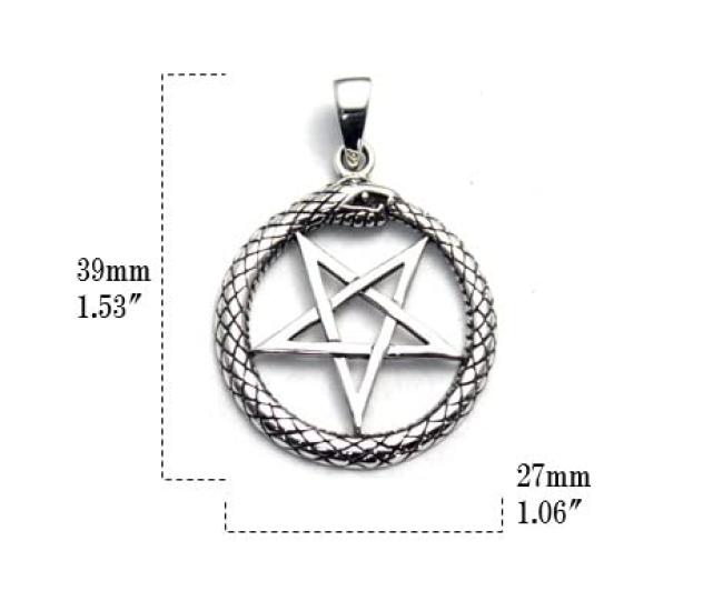 Pentagram Devil Star Star Snake Reptile Pendant Sterling Silver 925