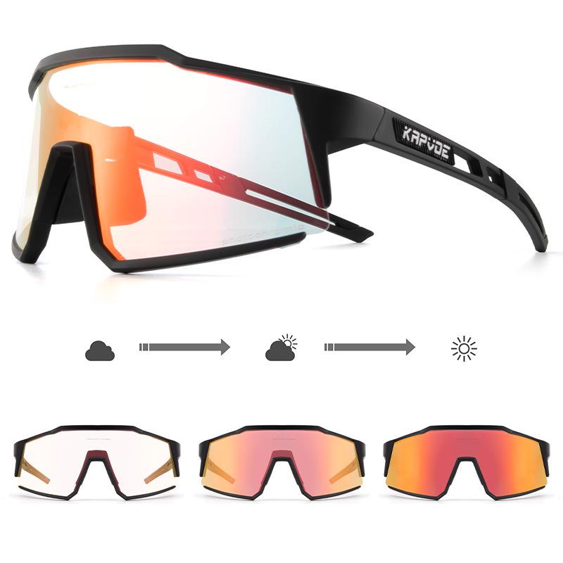 Kapvoe Unisex Color-Changing Cycling Sunglasses – Red-Blue Coated for Mountain & Road Biking